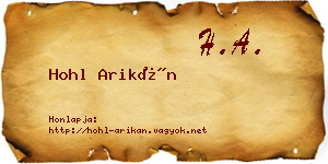 Hohl Arikán névjegykártya